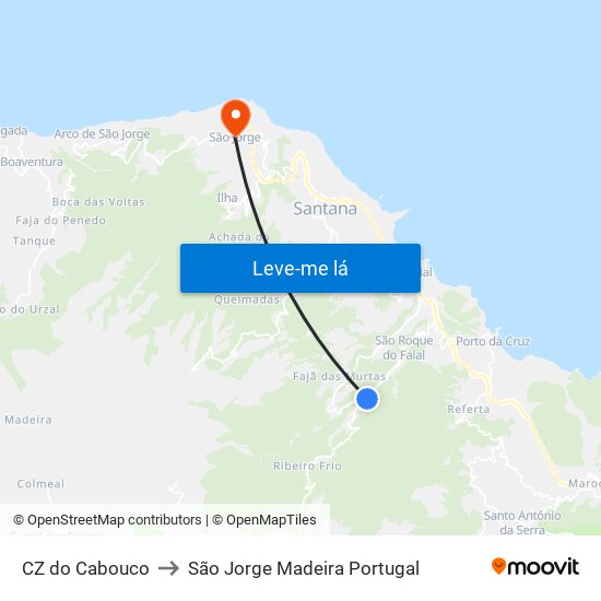 CZ do Cabouco to São Jorge Madeira Portugal map