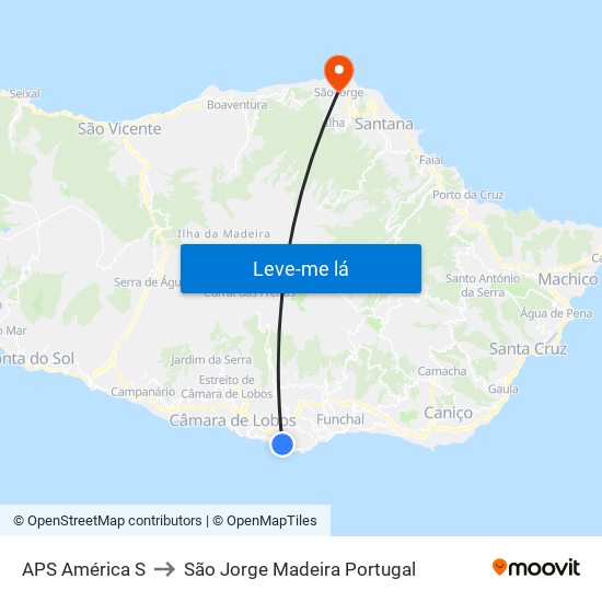 APS América  S to São Jorge Madeira Portugal map