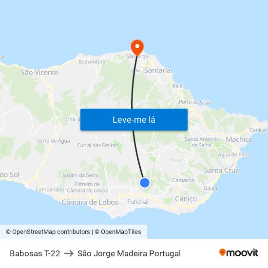 Babosas  T-22 to São Jorge Madeira Portugal map