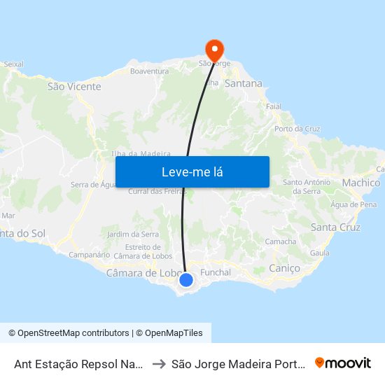 Ant Estação Repsol Nazaré to São Jorge Madeira Portugal map