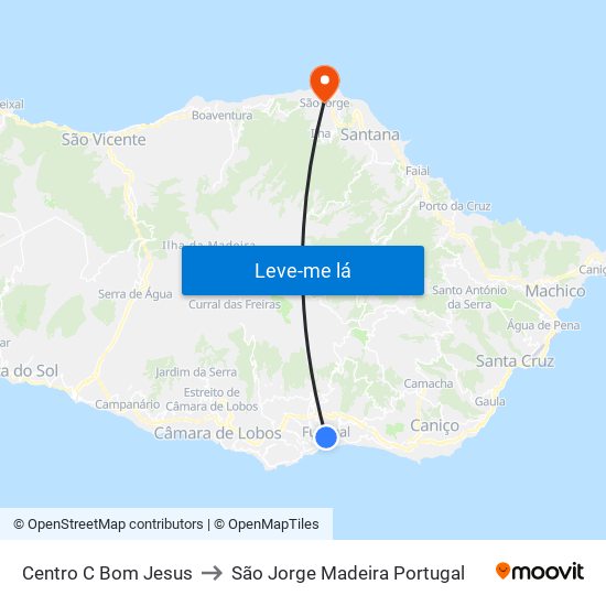 Centro C Bom Jesus to São Jorge Madeira Portugal map