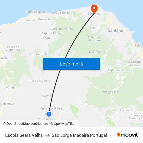 Escola Seara Velha to São Jorge Madeira Portugal map