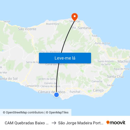 CAM Quebradas Baixo  D1A to São Jorge Madeira Portugal map