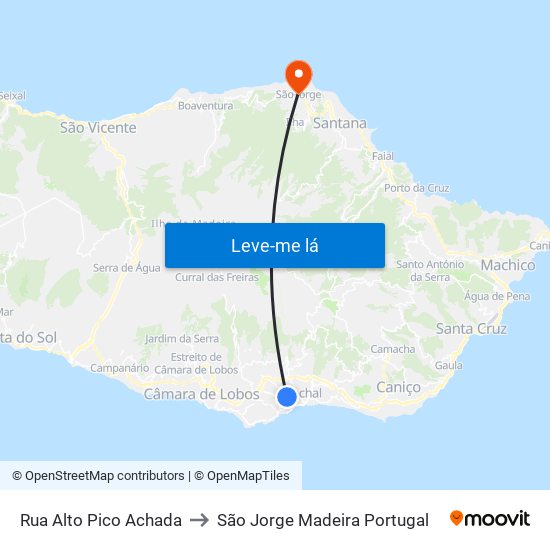 Rua Alto Pico  Achada to São Jorge Madeira Portugal map