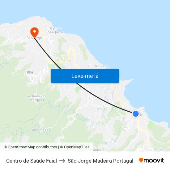 Centro de Saúde Faial to São Jorge Madeira Portugal map