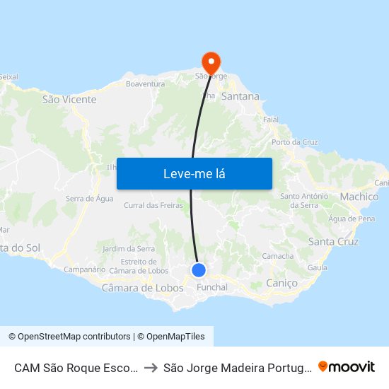 CAM São Roque  Escola to São Jorge Madeira Portugal map