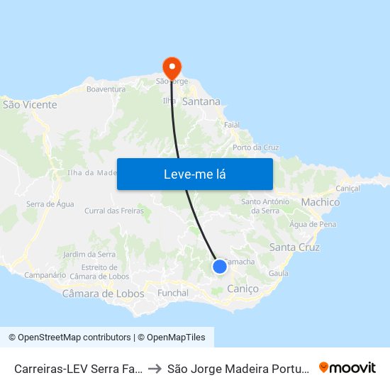 Carreiras-LEV Serra Faial to São Jorge Madeira Portugal map