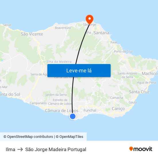 Ilma to São Jorge Madeira Portugal map