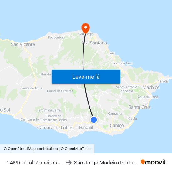 CAM Curral Romeiros  D5 to São Jorge Madeira Portugal map