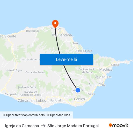 Igreja da Camacha to São Jorge Madeira Portugal map