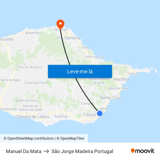 Manuel Da Mata to São Jorge Madeira Portugal map