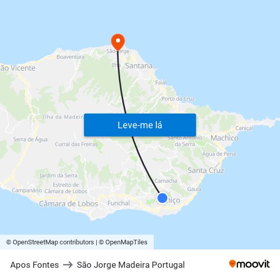 Apos Fontes to São Jorge Madeira Portugal map