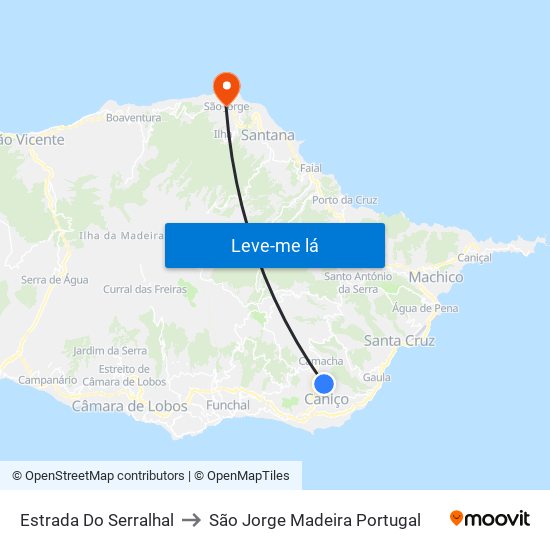 Estrada Do Serralhal to São Jorge Madeira Portugal map