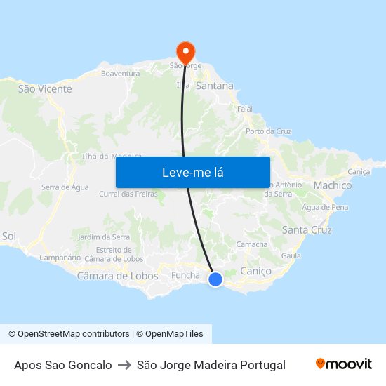 Apos Sao Goncalo to São Jorge Madeira Portugal map