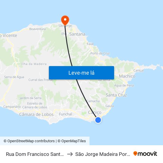 Rua Dom Francisco Santana 2 to São Jorge Madeira Portugal map