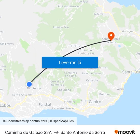 Caminho do Galeão  S3A to Santo António da Serra map