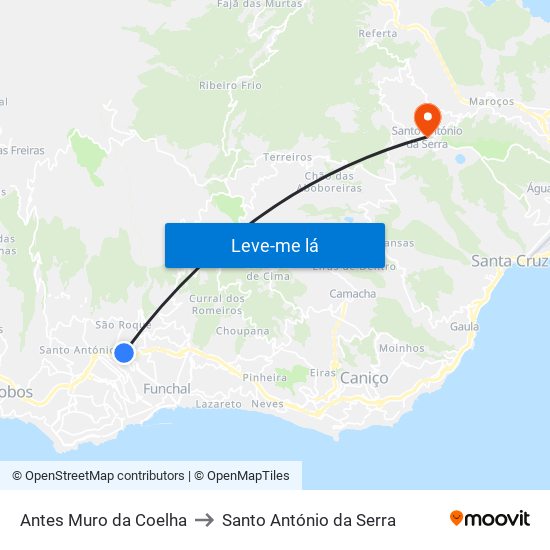 Antes Muro da Coelha to Santo António da Serra map
