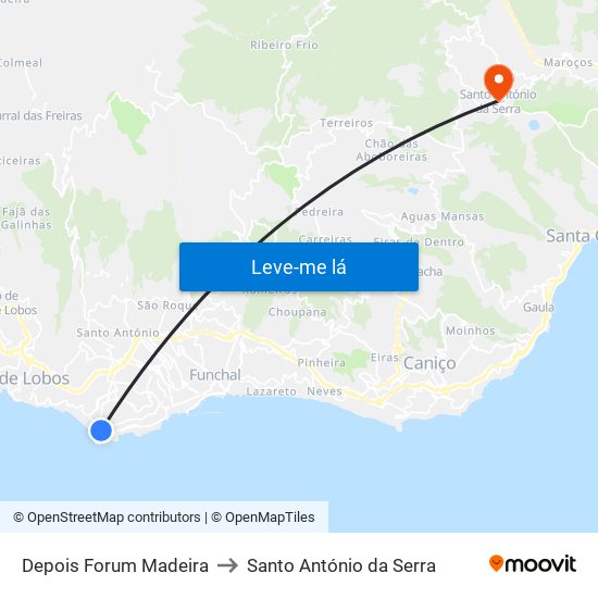 Depois Forum Madeira to Santo António da Serra map