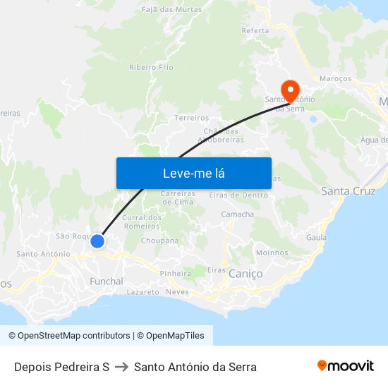 Depois Pedreira  S to Santo António da Serra map