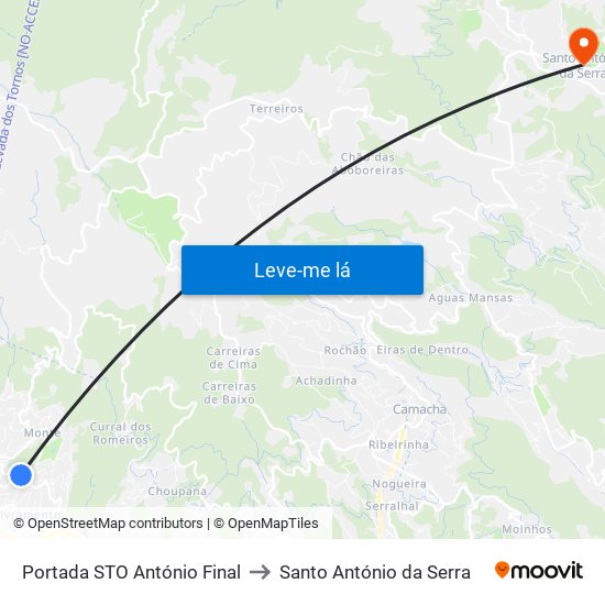 Portada STO António Final to Santo António da Serra map