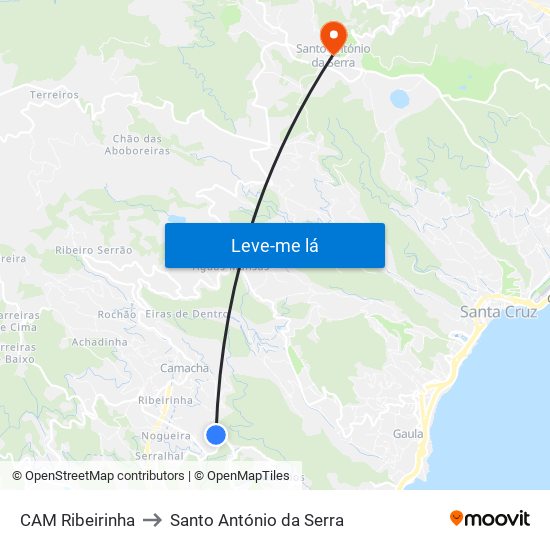 CAM Ribeirinha to Santo António da Serra map