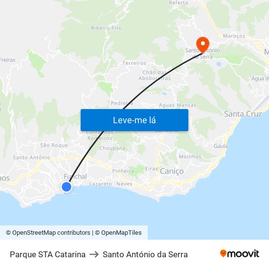 Parque STA Catarina to Santo António da Serra map