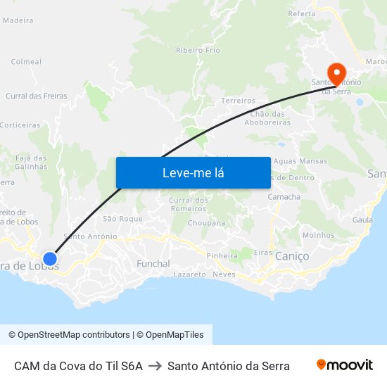 CAM da Cova do Til  S6A to Santo António da Serra map