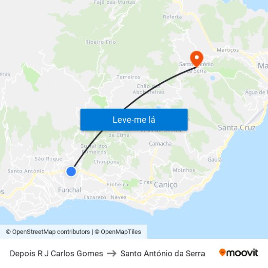 Depois R J Carlos Gomes to Santo António da Serra map