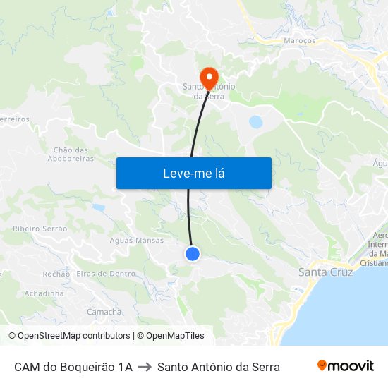 CAM do Boqueirão  1A to Santo António da Serra map