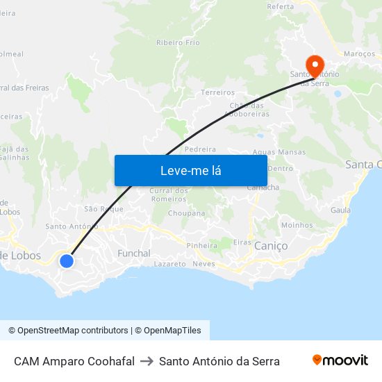 CAM Amparo  Coohafal to Santo António da Serra map