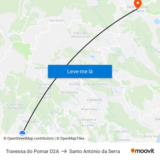 Travessa do Pomar  D2A to Santo António da Serra map