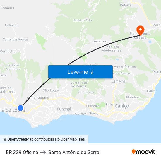 ER 229  Oficina to Santo António da Serra map