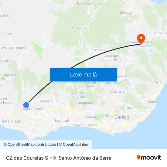 CZ das Courelas  S to Santo António da Serra map