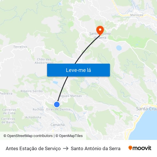 Antes Estação de Serviço to Santo António da Serra map