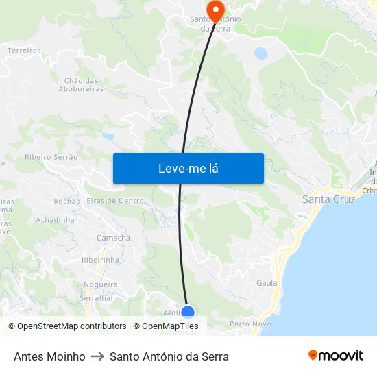 Antes Moinho to Santo António da Serra map