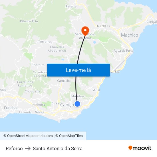 Reforco to Santo António da Serra map