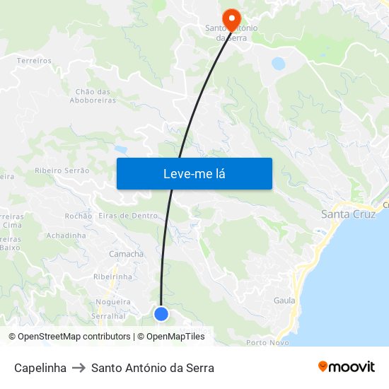 Capelinha to Santo António da Serra map