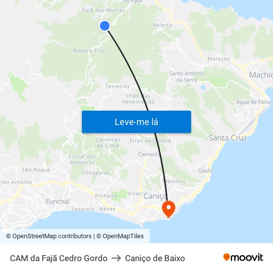 CAM da Fajã Cedro Gordo to Caniço de Baixo map