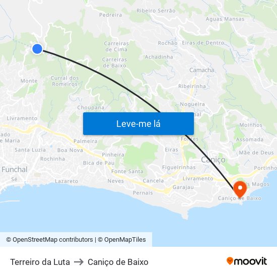 Terreiro da Luta to Caniço de Baixo map
