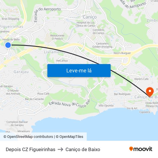 Depois CZ Figueirinhas to Caniço de Baixo map