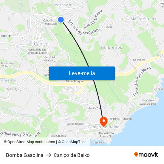 Bomba Gasolina to Caniço de Baixo map