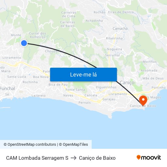CAM Lombada  Serragem  S to Caniço de Baixo map