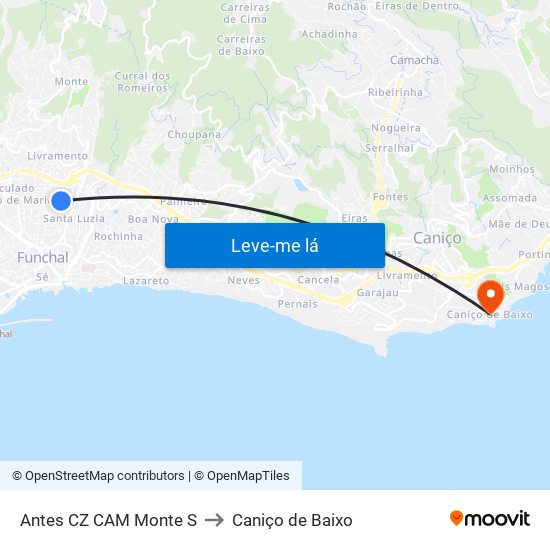 Antes CZ CAM Monte  S to Caniço de Baixo map
