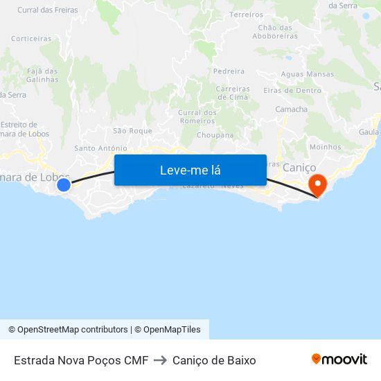 Estrada Nova Poços CMF to Caniço de Baixo map