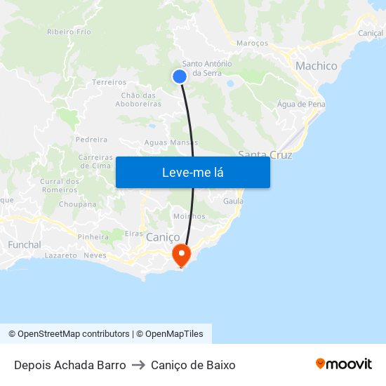Depois Achada Barro to Caniço de Baixo map
