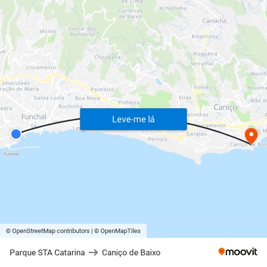 Parque STA Catarina to Caniço de Baixo map