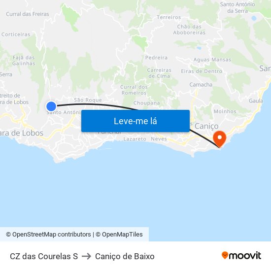 CZ das Courelas  S to Caniço de Baixo map