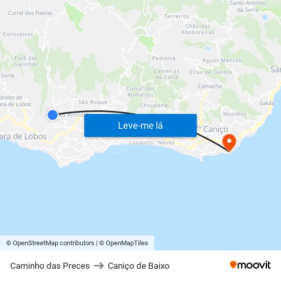Caminho das Preces to Caniço de Baixo map
