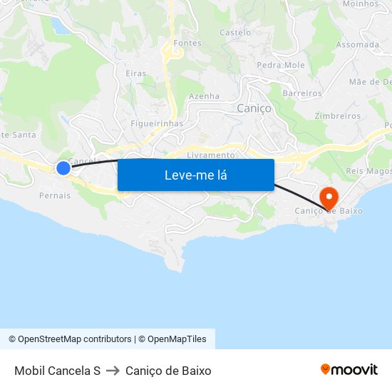 Mobil  Cancela  S to Caniço de Baixo map