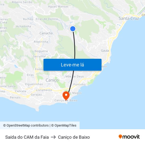 Saída do CAM da Faia to Caniço de Baixo map